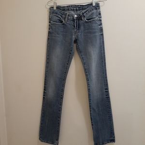 Bebe Distressed Straight Leg Jean